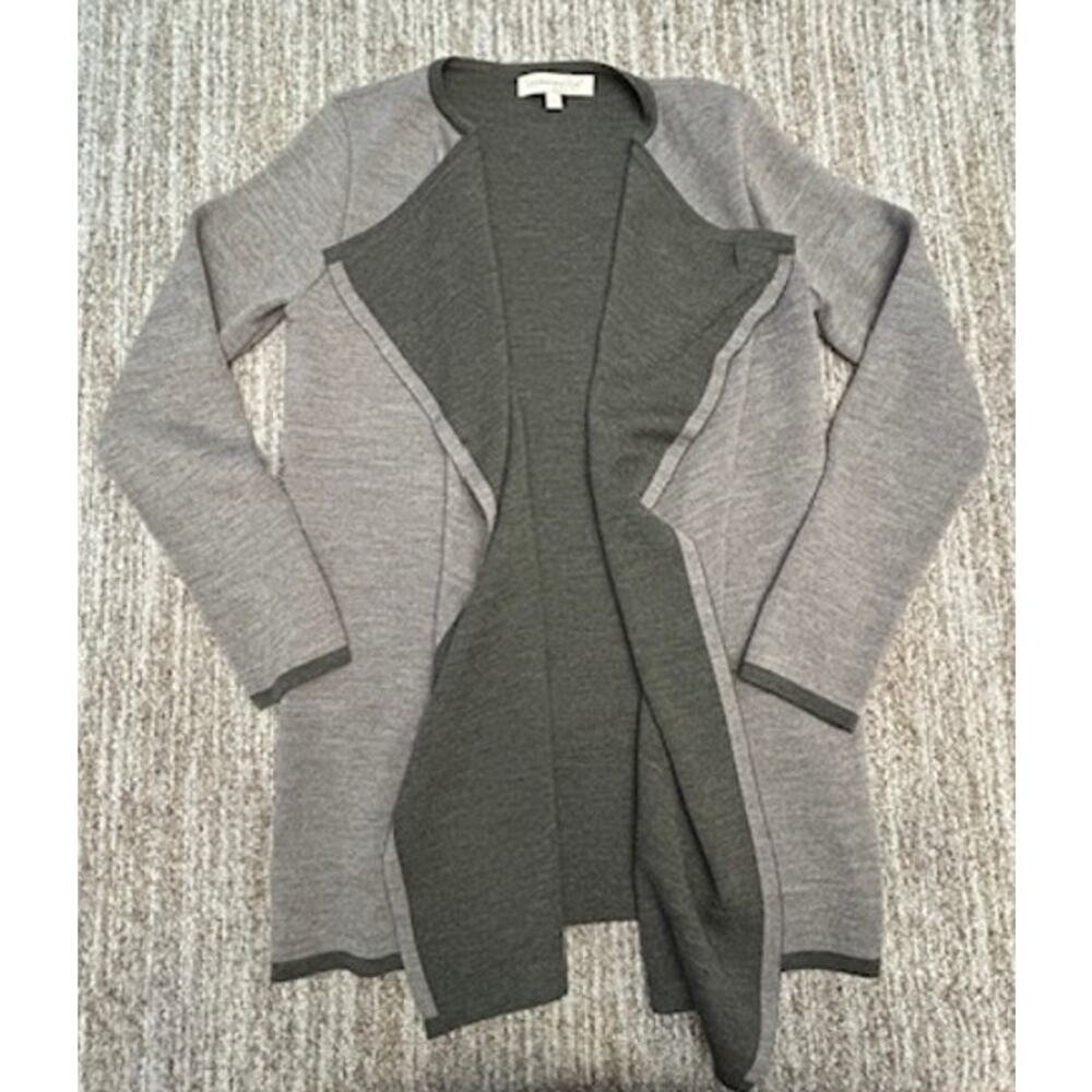 Lineamaglia Asymmetrical Hem Long Sleeved Open Front Cardigan Wool Blend Brown S